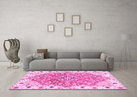 Machine Washable Abstract Pink Modern Rug, wshabs3292pnk