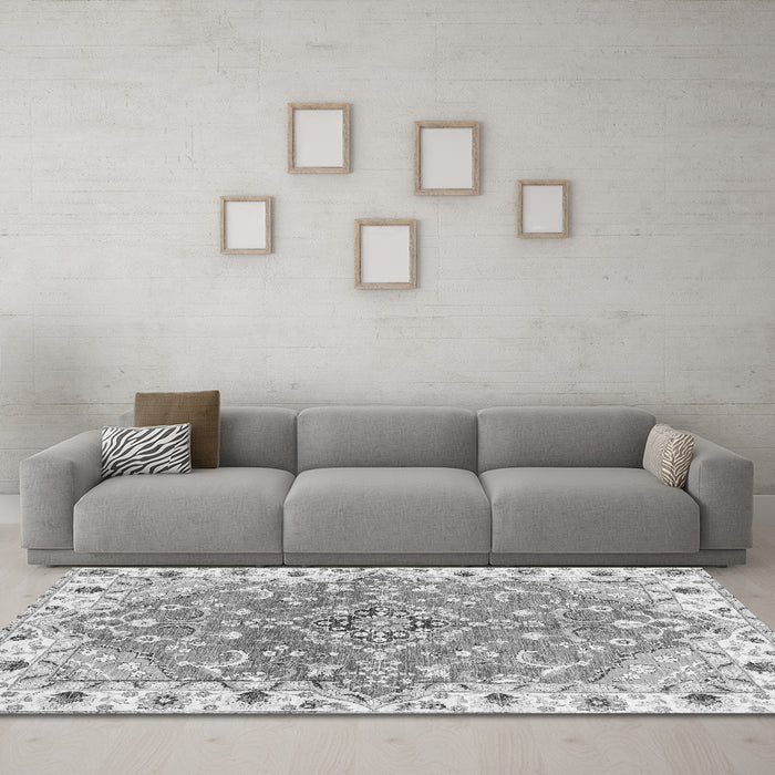Machine Washable Abstract Gray Modern Rug in a Living Room,, wshabs3292gry
