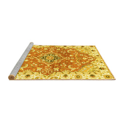 Sideview of Machine Washable Abstract Yellow Modern Rug, wshabs3292yw