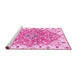 Sideview of Machine Washable Abstract Pink Modern Rug, wshabs3292pnk