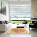 Square Abstract Mustard Yellow Modern Rug in a Living Room, abs3292