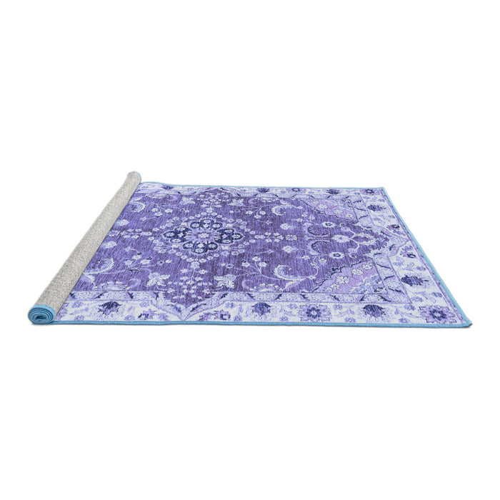 Sideview of Machine Washable Abstract Blue Modern Rug, wshabs3292blu