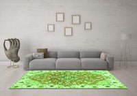 Machine Washable Abstract Green Modern Rug, wshabs3292grn