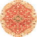 Round Machine Washable Abstract Orange Modern Area Rugs, wshabs3292org