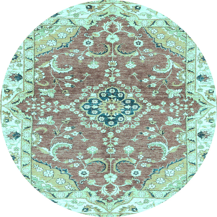 Round Abstract Light Blue Modern Rug, abs3292lblu