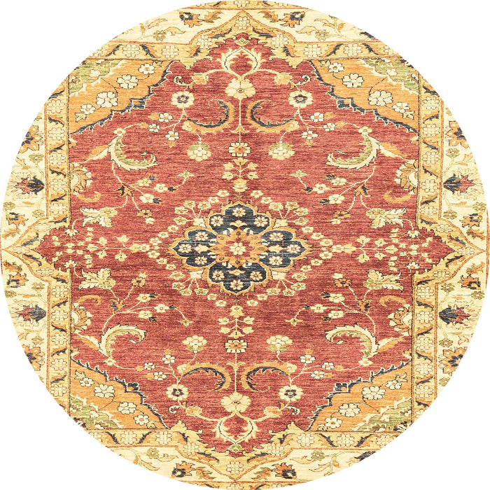 Round Abstract Mustard Yellow Modern Rug, abs3292