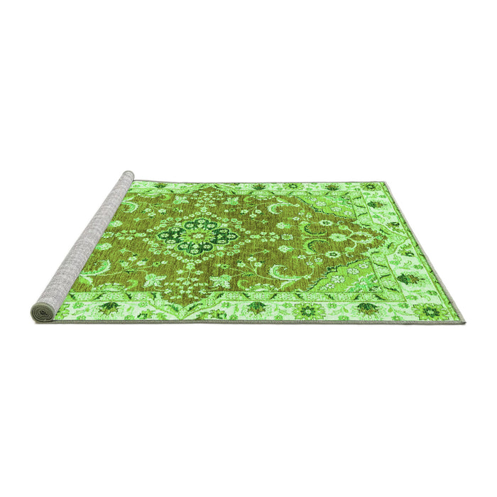 Sideview of Machine Washable Abstract Green Modern Area Rugs, wshabs3292grn