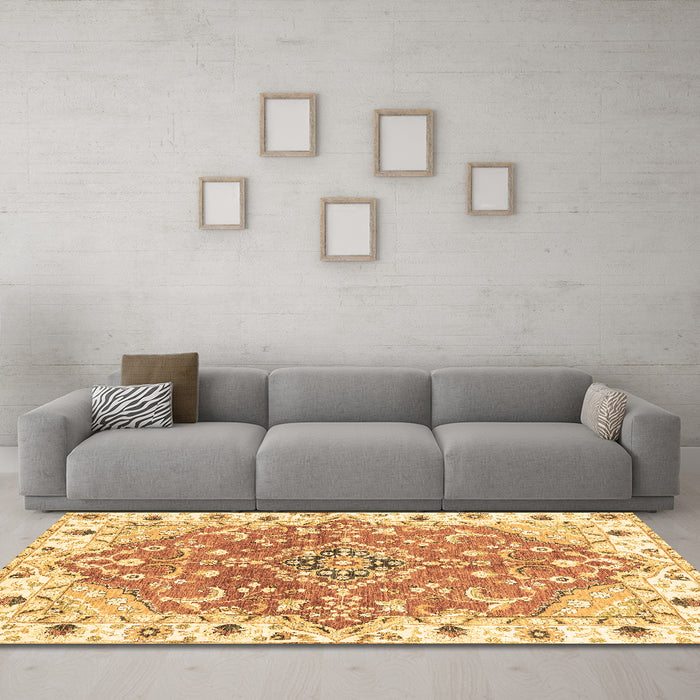 Machine Washable Abstract Brown Modern Rug in a Living Room,, wshabs3292brn