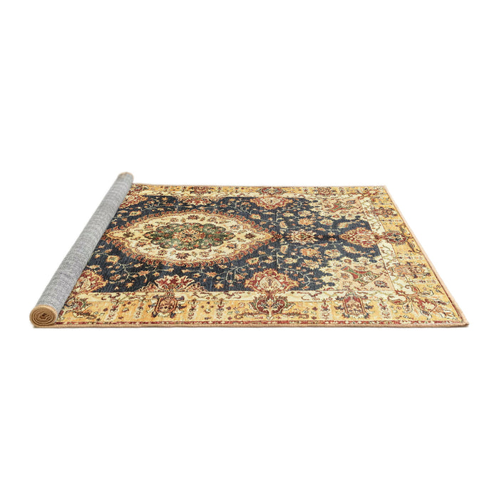 Sideview of Machine Washable Abstract Mustard Yellow Rug, wshabs3293