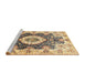 Sideview of Machine Washable Abstract Mustard Yellow Rug, wshabs3293