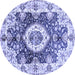 Round Machine Washable Abstract Blue Modern Rug, wshabs3293blu