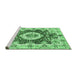 Sideview of Machine Washable Abstract Emerald Green Modern Area Rugs, wshabs3293emgrn