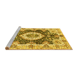 Sideview of Machine Washable Abstract Yellow Modern Rug, wshabs3293yw