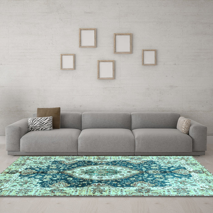 Machine Washable Abstract Light Blue Modern Rug in a Living Room, wshabs3293lblu