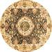 Round Machine Washable Abstract Brown Modern Rug, wshabs3293brn