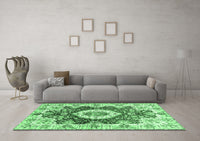 Machine Washable Abstract Emerald Green Modern Rug, wshabs3293emgrn