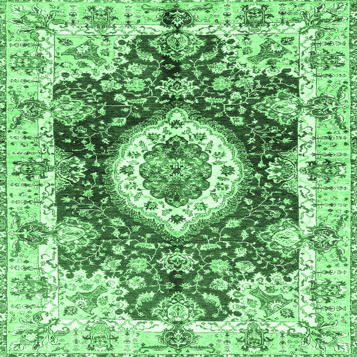 Square Abstract Emerald Green Modern Rug, abs3293emgrn