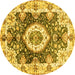 Round Abstract Yellow Modern Rug, abs3293yw