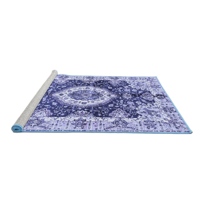 Sideview of Machine Washable Abstract Blue Modern Rug, wshabs3293blu