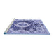 Sideview of Machine Washable Abstract Blue Modern Rug, wshabs3293blu