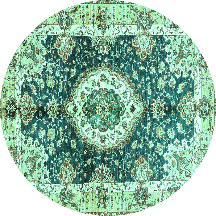 Round Abstract Turquoise Modern Rug, abs3293turq