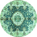 Round Abstract Turquoise Modern Rug, abs3293turq