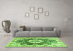 Machine Washable Abstract Green Modern Area Rugs in a Living Room,, wshabs3293grn