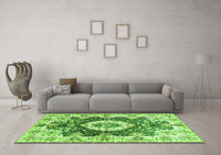 Machine Washable Abstract Green Modern Rug, wshabs3293grn