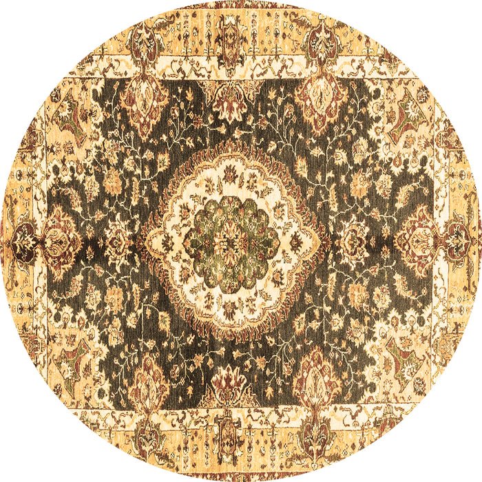 Round Abstract Brown Modern Rug, abs3293brn