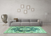 Machine Washable Abstract Turquoise Modern Rug, wshabs3293turq