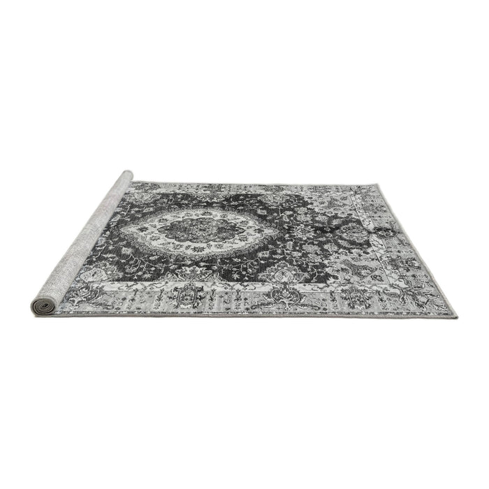 Sideview of Machine Washable Abstract Gray Modern Rug, wshabs3293gry