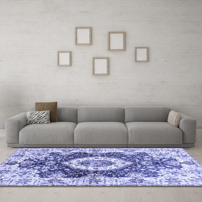 Machine Washable Abstract Blue Modern Rug in a Living Room, wshabs3293blu