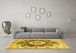 Machine Washable Abstract Yellow Modern Rug in a Living Room, wshabs3293yw