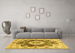 Machine Washable Abstract Yellow Modern Rug in a Living Room, wshabs3293yw