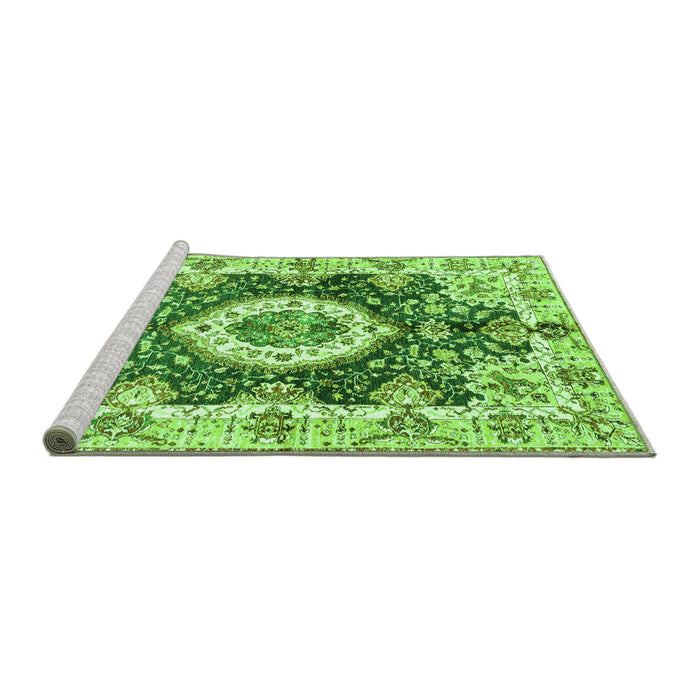 Sideview of Machine Washable Abstract Green Modern Area Rugs, wshabs3293grn