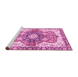 Sideview of Machine Washable Abstract Pink Modern Rug, wshabs3294pnk