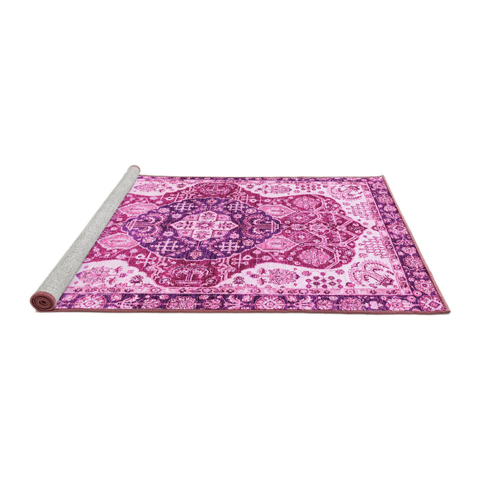 Sideview of Machine Washable Abstract Pink Modern Rug, wshabs3294pnk
