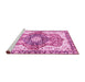 Sideview of Machine Washable Abstract Pink Modern Rug, wshabs3294pnk