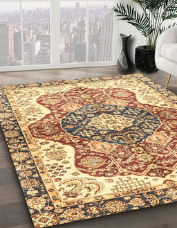 Abstract Red Modern Rug in Family Room, abs3294