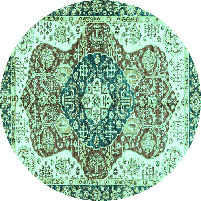 Round Machine Washable Abstract Turquoise Modern Area Rugs, wshabs3294turq