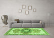 Machine Washable Abstract Green Modern Area Rugs in a Living Room,, wshabs3294grn