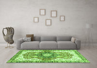 Machine Washable Abstract Green Modern Rug, wshabs3294grn