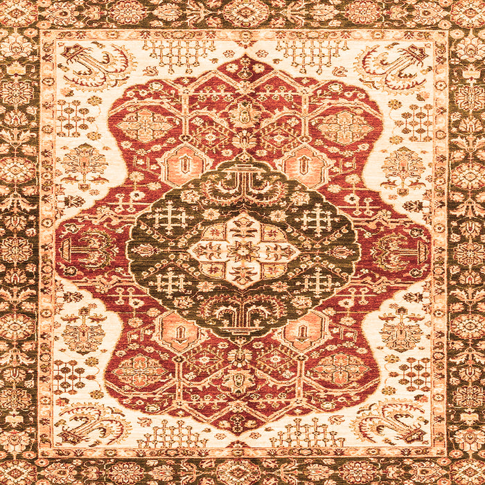 Square Machine Washable Abstract Orange Modern Area Rugs, wshabs3294org