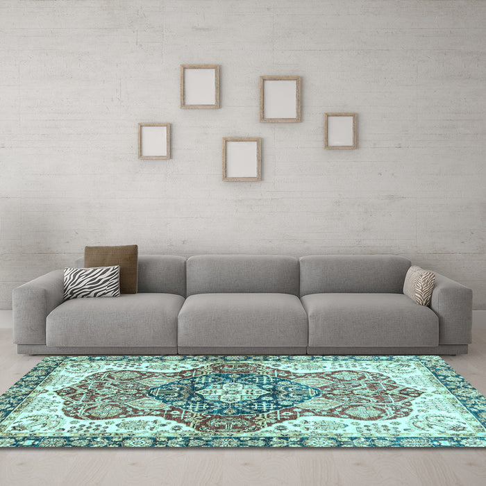 Machine Washable Abstract Light Blue Modern Rug in a Living Room, wshabs3294lblu