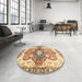 Round Machine Washable Abstract Red Rug in a Office, wshabs3294