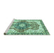 Sideview of Machine Washable Abstract Turquoise Modern Area Rugs, wshabs3294turq