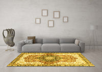 Machine Washable Abstract Yellow Modern Rug, wshabs3294yw