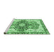 Sideview of Machine Washable Abstract Emerald Green Modern Area Rugs, wshabs3294emgrn