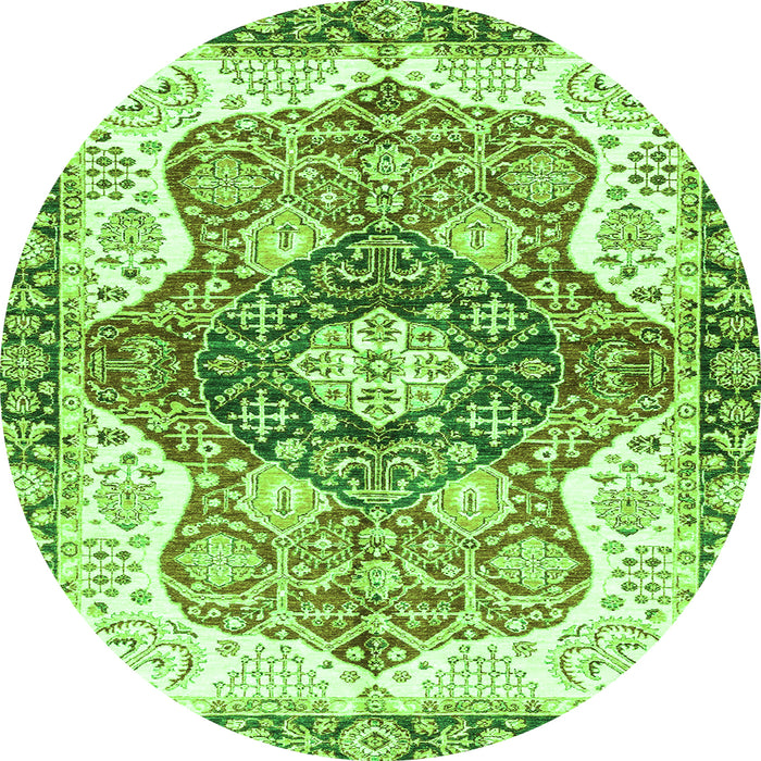 Round Machine Washable Abstract Green Modern Area Rugs, wshabs3294grn