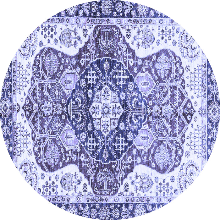 Round Abstract Blue Modern Rug, abs3294blu